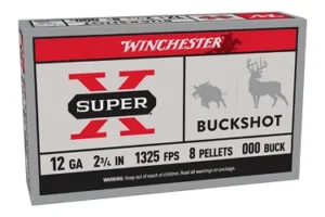 Winchester Ammunition Super-X, 12 Gauge, 2.75", 00 Buck, Buckshot, 9 Pellets,5 Round Box XB1200