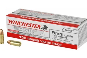 Winchester Ammunition USA, 9MM, 115 Grain, Full Metal Jacket, 100 Round Box USA9MMVPY
