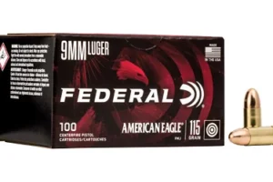 Federal American Eagle Ammunition, 9mm, 115 Grain, Full Metal Jacket Value Pack, 100 Round Box AE9DP100