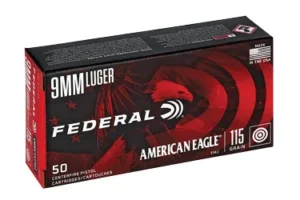 Federal American Eagle, 9MM, 115 Grain, Full Metal Jacket, 50 Round Box AE9DP