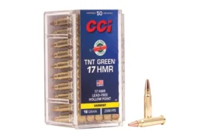 CCI Ammunition TNTGreen, 17 HMR, 16 Grain, Hollow Point, Lead Free, 50 Round Box, California Certified Nonlead Ammunition 951