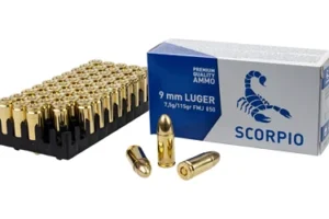 STV Technology Scorpio Ammo, 9MM, 115 Grain, Full Metal Jacket, 50 Round Box S9MM115F