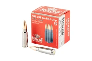 Sterling Sterling Steel Case Select, 7.62X39mm, 123 Grain, Full Metal Jacket, Steel Cased, 20 Round Box 8698779971205