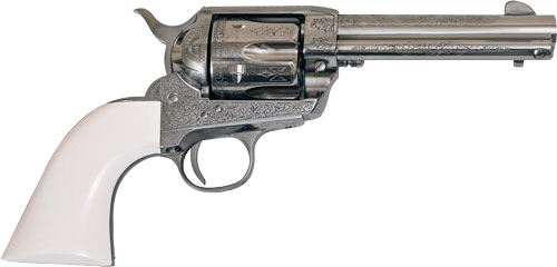 CIMARRON FRONTIER 45LC PW FS - 4.75" ENGRAVED NICKEL/IVORY