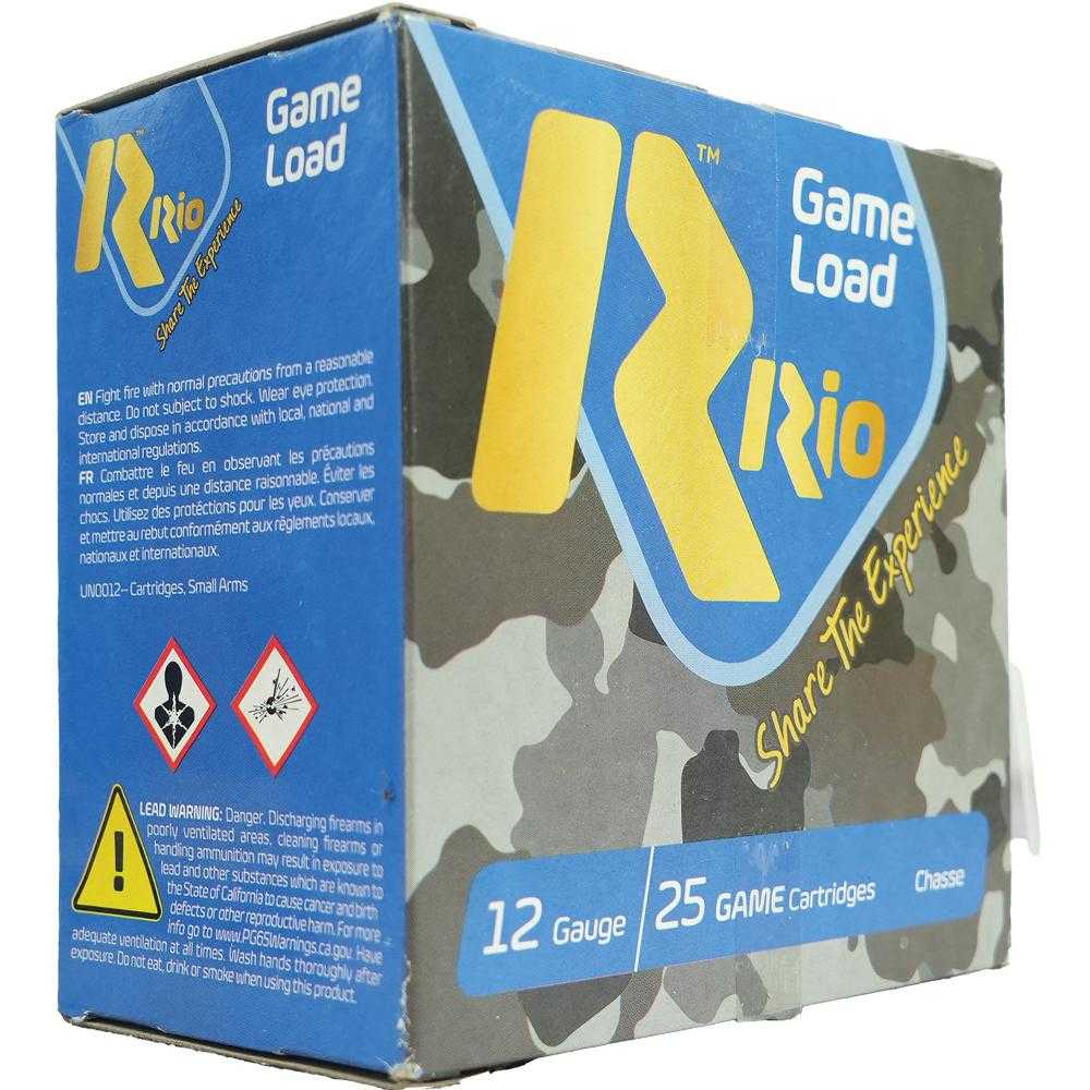 Rio Top Game HV Shotshells 12 ga 2 3/4" 3 3/4 dr 1 1/4 oz #5 1330 fps 25/ct
